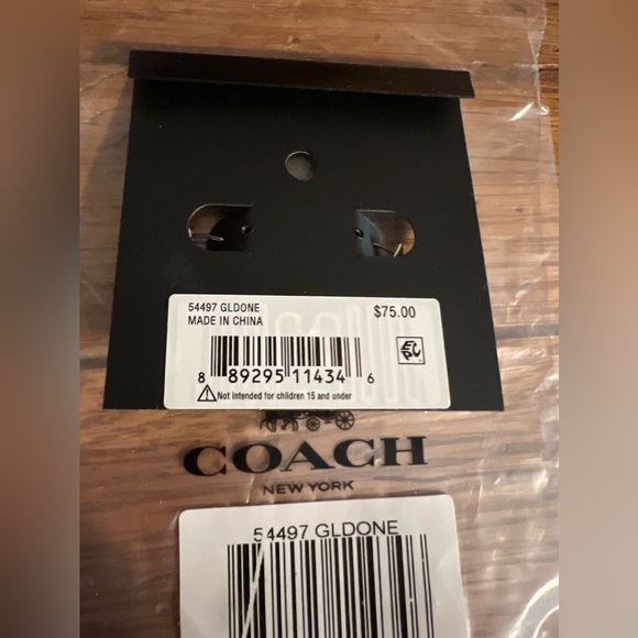 Coach Pave Signature Huggie Earrings new with tags - Picture 7 of 8